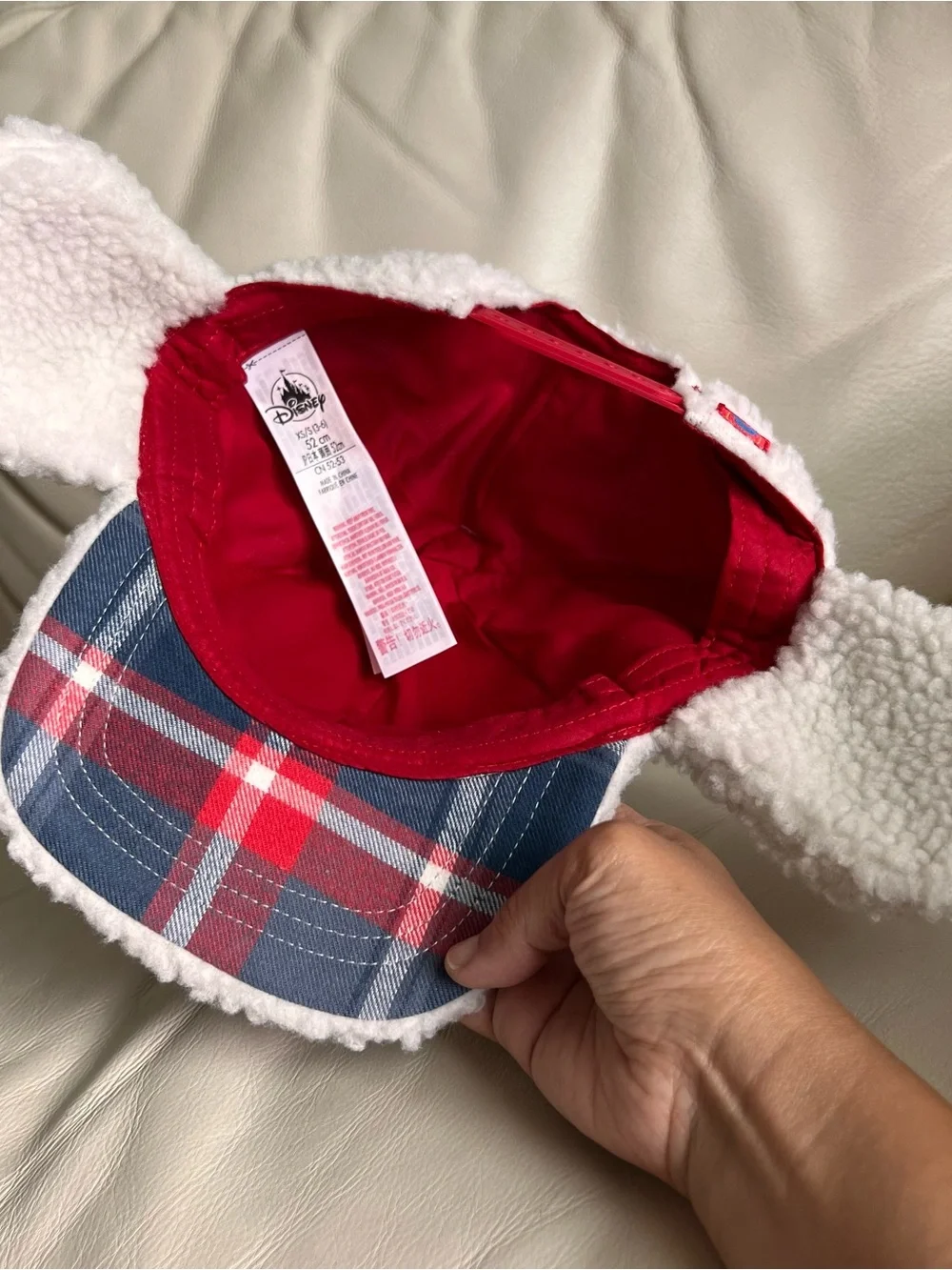 Disney Mickey Mouse Ear Flap White Faux Fur Fleece Hat XS/S (3-6) 52 cm NWT!